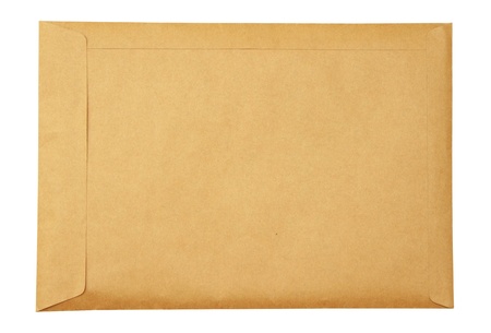 Old beige envelope on white background