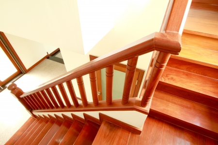 Interior - Wooden stairs and handrailのeditorial素材