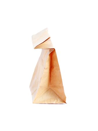 Paper bag isolated on white background の写真素材