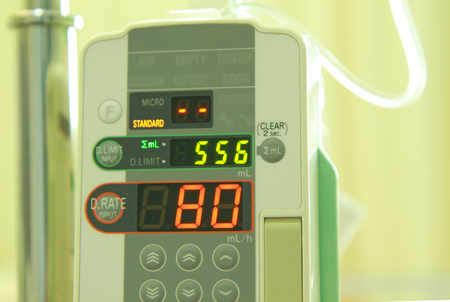 Close up image of medical infusion drip tool