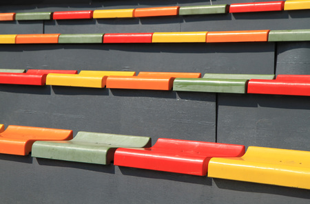 Multi colored seats on the stadium