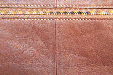 Brown leather and zipperの写真素材