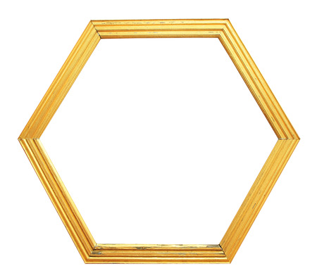 Hexagon golden frameの写真素材