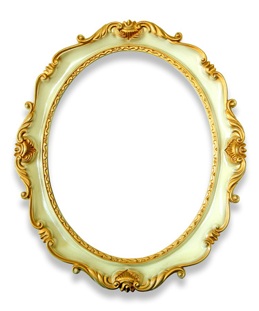 Vintage oval frame isolated on white backgroundの写真素材