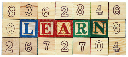 Word "LEARN" from alphabet wooden blocksの写真素材