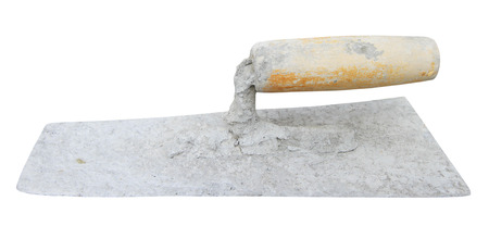Old trowel isolated on white backgroundの写真素材