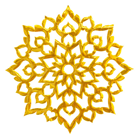 Golden Thai traditional art pattern isolated on white backgroundの写真素材
