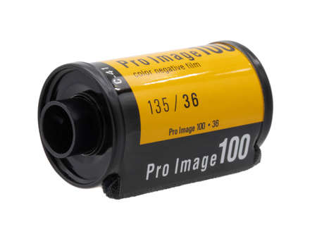 BANGKOK, THAILAND - AUGUST 29, 2021: Kodak 100 film badge isolated on white background.のeditorial素材