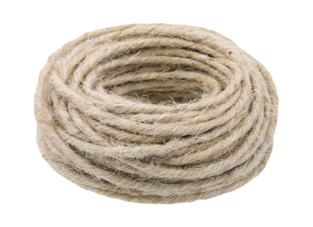 Hemp rope isolated on white backgroundの写真素材