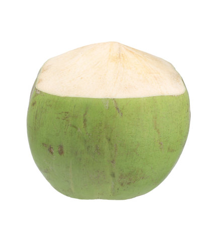 Green coconut isolated on white backgroundの写真素材