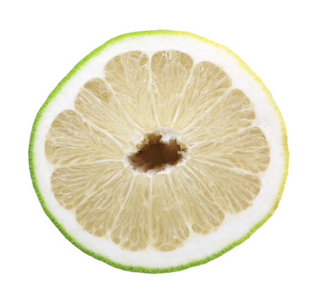 Slice lemon isolated on white backgroundの写真素材