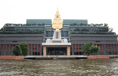 The new parliament building known as Sappaya-Sapasathan, The Parliament of Thailand near Chapraya river in Bangkok, Thailand.のeditorial素材