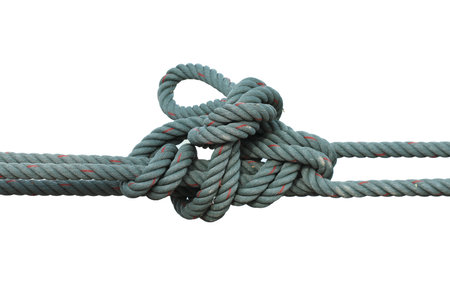 Green nylon rope isolated on white background