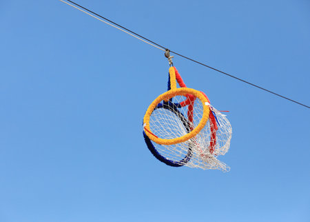 Takraw lod loop with blue sky background.の写真素材