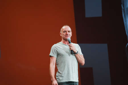 SAN FRANCISCO, CA, OCT 5, 2011 - World-renowned Grammy-winning musician and singer Sting welcomes attendees of Oracle OpenWorld 2011 conference Oct 5, 2011 in San Francisco, CA
のeditorial素材