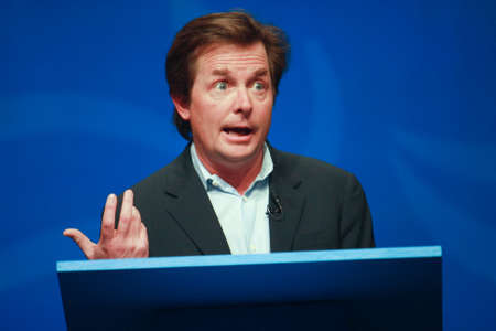 ORLANDO, FLORIDA â JANUARY 16, 2012: Actor Michael J. Fox delivers an address to IBM Lotusphere 2012 conference on January 16, 2012. He tells how social networks help him fight his Parkinsonのeditorial素材