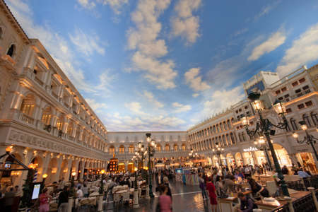 LAS VEGAS, NEVADA - APRIL 11: The Piazza San Marco replica on second floor inside of Venetian Resort Hotel & Casino in Las Vegas on April 11, 2011. The resort was opened on May 3, 1999のeditorial素材