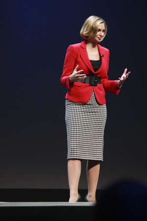 MADRID, SPAIN, NOV 13, 2012 - London-based anchor for Bloomberg Television Linzie Janis presents SAP CEO Bill McDermott online speech at Sapphire Now conference on Nov 13, 2012 in Madrid, Spain
のeditorial素材