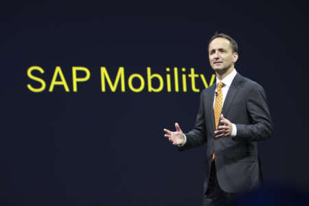 MADRID, SPAIN, NOV 13, 2012 - SAP AG  CEO Jim Hagemann Snabe makes speech at Sapphire Now and TechEd conference in  Feria De Madrid  center on Nov 13, 2012 in Madrid, Spain
のeditorial素材
