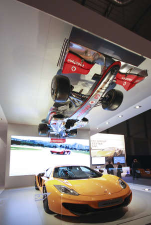 MADRID, SPAIN, NOV 13, 2012 - Real McLaren race and hanging upside down Formula One cars showcase SAP analytic software at Sapphire Now conference on Nov 13, 2012 in Madrid, Spain
のeditorial素材