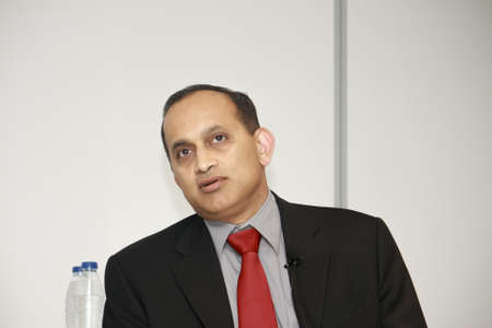MADRID, SPAIN, NOV 13, 2012 - SAP Head of Mobile Division Sanjay Poonen makes speech at Sapphire Now and TechEd conference in  Feria De Madrid  center on Nov 13, 2012 in Madrid, Spain
のeditorial素材