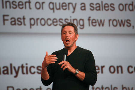 SAN FRANCISCO, CA, SEPT 22, 2013 - CEO of Oracle Larry Ellison makes his speech at Oracle OpenWorld...