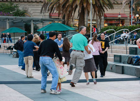 SAN FRANCISCO, USA - SEPT 24, 2008: People are dancing at Union Square on Sept 24, 2008 in San Francisco, USA.のeditorial素材