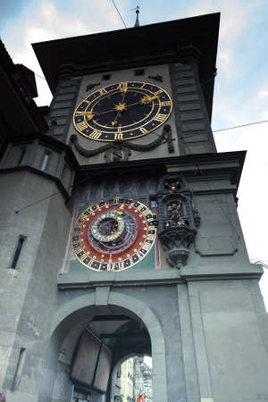 Medieval Zytglogge clock tower on Kramgasse street in Bern, Switzerland
