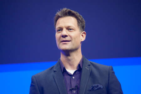 BARCELONA, SPAIN  NOVEMBER 10, 2015: Global President SAP Platform Solutions Steve Lucas delivers an address to SAP TechEd 2015 conference on November 10, 2015 in Barcelona, Spainのeditorial素材