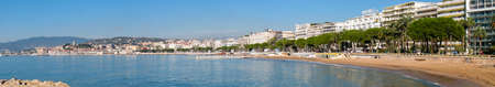 CANNES, FRANCE - NOVEMBER 3, 2003: Panoramic view to embankment and Boulevard de la Croisette on November 3, 2003 in Cannes, Cote d'Azur, Franceのeditorial素材