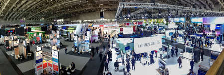 HANNOVER, GERMANY - MARCH 15, 2016: Hall 2 at CeBIT information technology trade show in Hannover, Germany on March 15, 2016.のeditorial素材