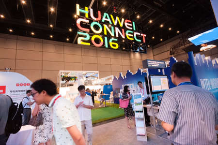 SHANGHAI, CHINA - SEPTEMBER 2, 2016: Attendees of Huawei Connect 2016 information technology...