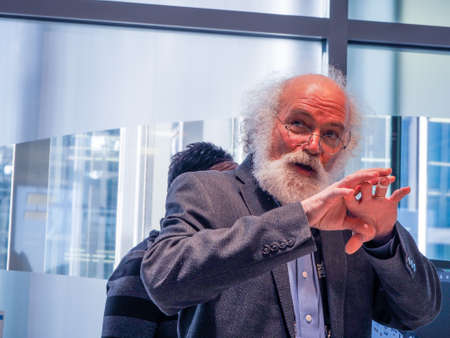 MUNICH, GERMANY - FEBRUARY 16, 2017: IBM Fellow in the IBM Internet of Things division John Cohn presents Watson IoT headquarter to journalists in Munich, Germany on February 16, 2017.のeditorial素材