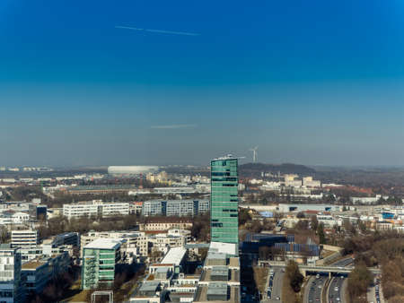 Aerial view to Allianz arena in Munich Germanyのeditorial素材