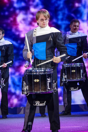 ATLANTA, GA, USA, MARCH 4, 2014 - Spirit Drum and Bugle Corps ensemble play at Microsoft Convergence conference opening in Georgia Congress Center on March 4, 2014 in Atlanta, GA, USAのeditorial素材