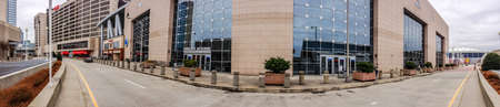 ATLANTA, GA, USA, MARCH 4, 2014 - Panoramic view to CNN Center and Philips Arena on March 4, 2014 in...
