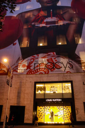 SAN FRANCISCO, USA - SEPT 23, 2008: People enter Macys retail supermarket on Stockton street at...
