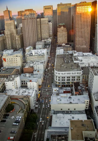 SAN FRANCISCO, CA, USA - NOV 13, 2007: Aerial view to downtown financial district on Nov 13, 2007 in...