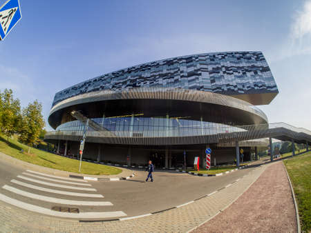 SKOLKOVO, MOSCOW, RUSSIA - SEPTEMBER 6, 2018: Building of Moscow School of Management SKOLKOVO  designed by well-known British architect David Adjaye in Skolkovo, Moscow region on September 6, 2018.のeditorial素材