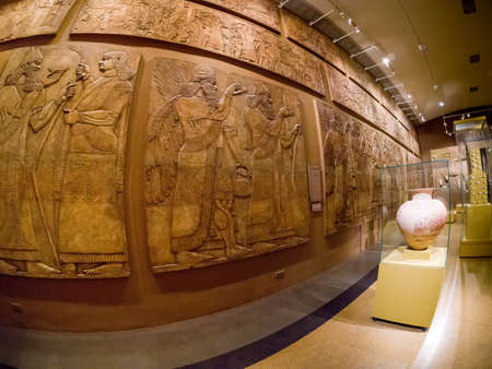 MOSCOW, RUSSIA - JAN 14, 2020: Archaeological finds in Egyptian hall of Pushkin State Museum of Fine...