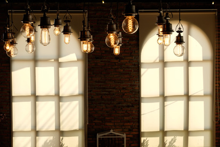 light bulb hanging lampの写真素材