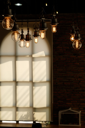light bulb hanging lampの写真素材