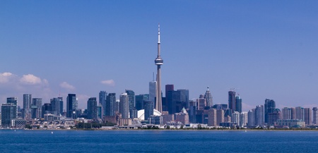 Photo of the Toronto, Canada skyline under a clear sky.の写真素材
