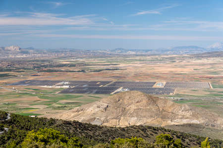 Landscape in which the photovoltaic solar farm is seenの写真素材