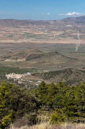 Landscape of a wind farm located in Andalusia, Spain.の写真素材