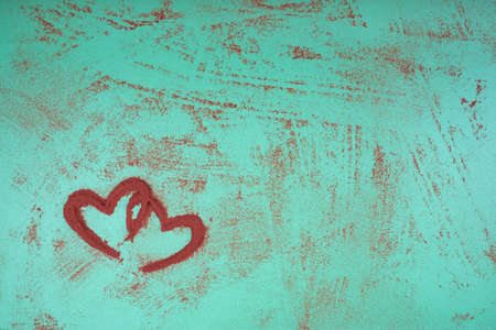 Red hearts on blue background. St. Valentine's Day. Weddings, Anniversary, Mother's Day. Backgroundの写真素材