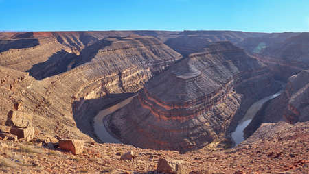 Panoramic photograph of Goosenecks State Park, Utah. Two panoramic photographs.の写真素材