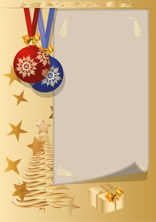 Vector illustration of postcard with Christmas and New Year, all the elements of the individualのイラスト素材