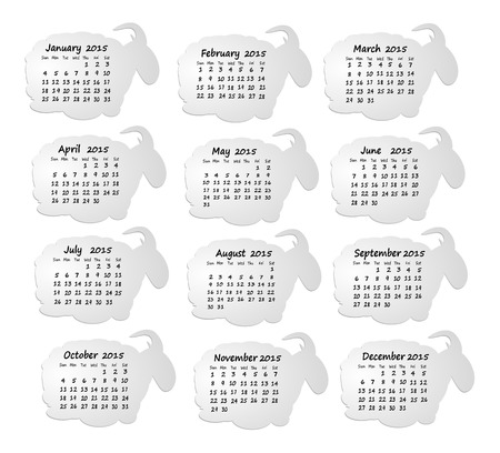 vector illustration Calendar year of the goat (sheep) on the eastern calendar all elements separate from the ability to editのイラスト素材