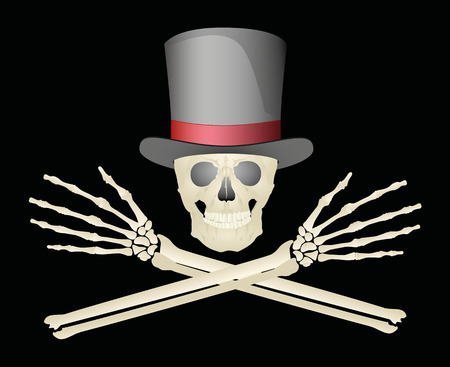 vector illustration of a skeleton with crossed arms, reminds Jolly Rogerのイラスト素材